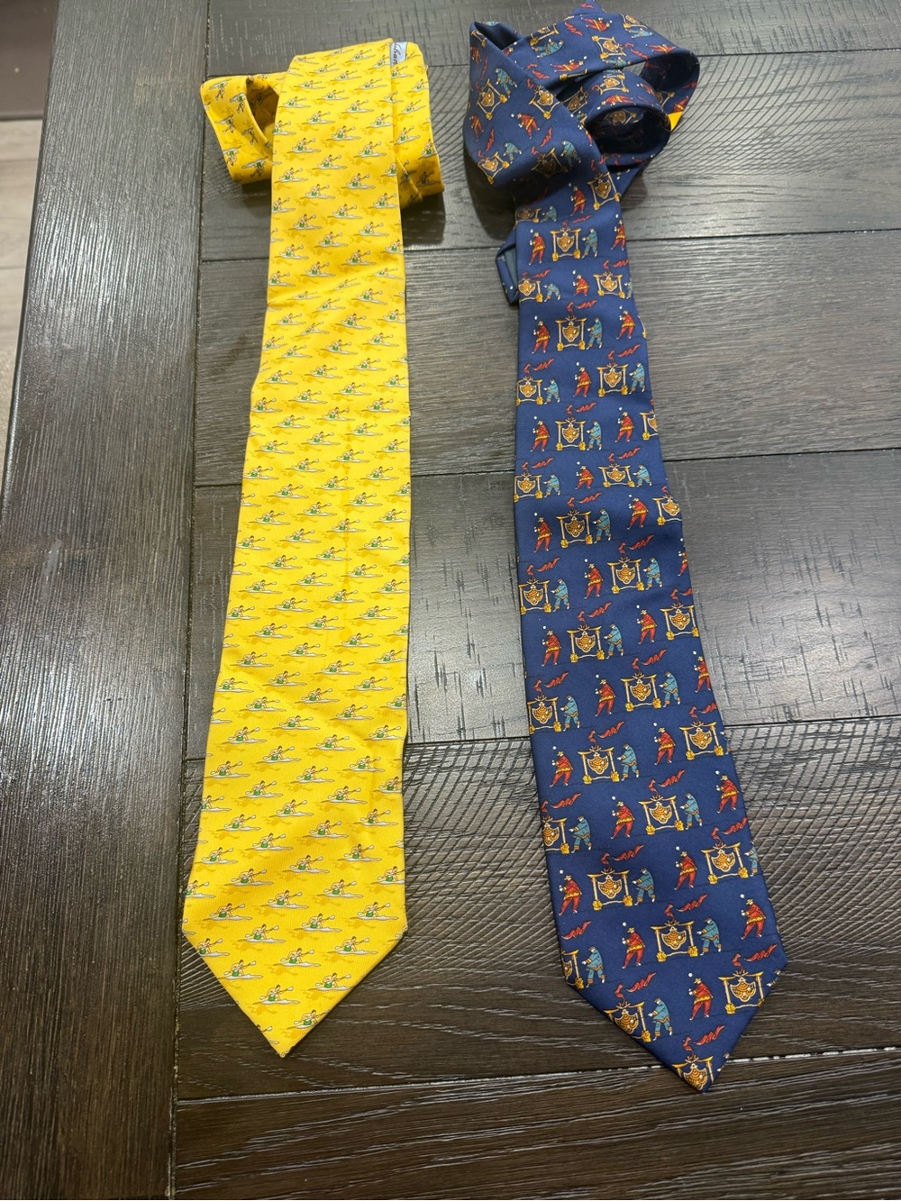 Salvatore Ferragamo Yellow and Navy Silk Ties Set